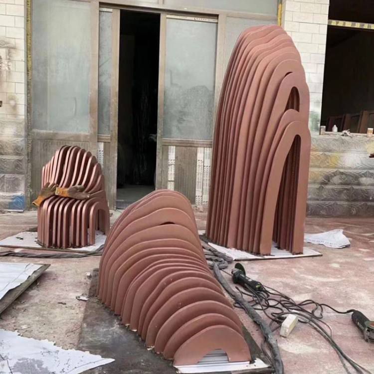 假山雕塑廠家，小區不銹鋼假山雕塑制作
