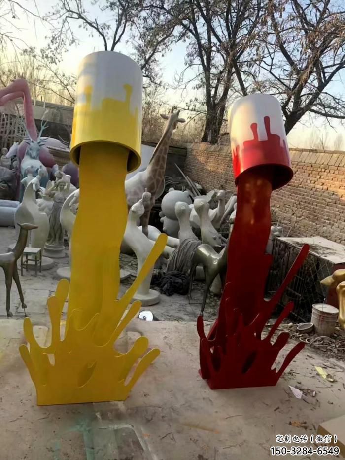 園林油漆桶雕塑 田間彩繪雕塑 仿真擺件 園林油漆桶雕塑 田間彩繪雕塑 仿真擺件