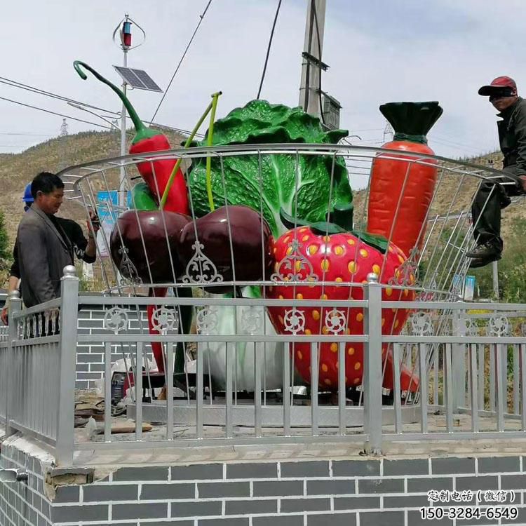 幾何果籃雕塑 庭院仿真雕塑 彩繪擺件 幾何果籃雕塑 庭院仿真雕塑 彩繪擺件