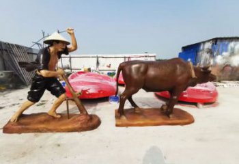 大型農耕牛雕塑制作 步行街宣傳雕塑 仿真雕塑擺件
