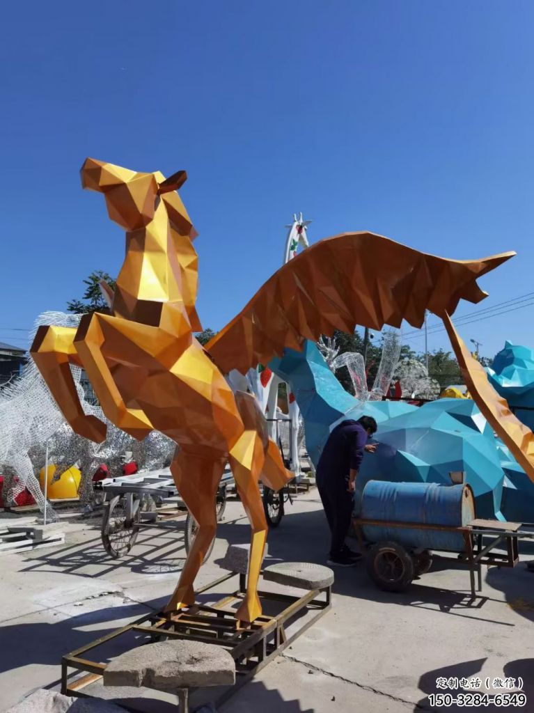 仿古玻璃鋼飛馬雕塑 庭院彩繪雕塑 田間小品 仿古玻璃鋼飛馬雕塑 庭院彩繪雕塑 田間小品