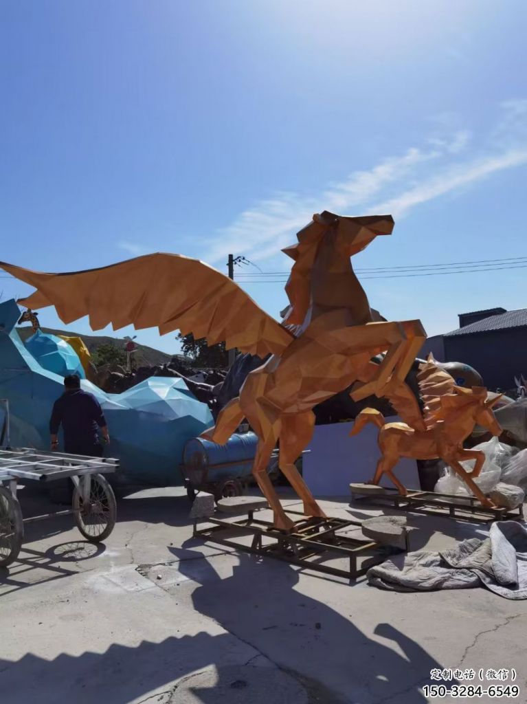 田間玻璃鋼飛馬雕塑 彩繪仿真雕塑 園林擺件 田間玻璃鋼飛馬雕塑 彩繪仿真雕塑 園林擺件