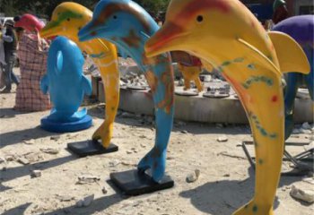 店門(mén)口不銹鋼海豚雕塑廠家 創(chuàng)意海洋雕塑 仿真擺件