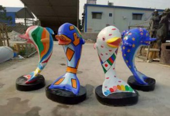 廣場玻璃鋼海豚雕塑廠家 公園仿真雕塑 抽象擺件