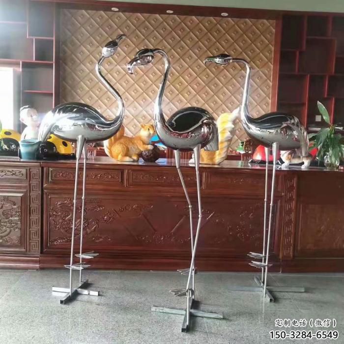商場不銹鋼火烈鳥雕塑 仿真動物雕塑 店門口小品 商場不銹鋼火烈鳥雕塑 仿真動物雕塑 店門口小品
