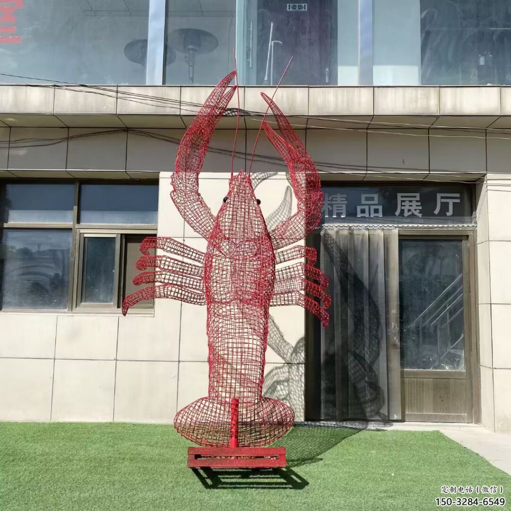 鏤空龍蝦雕塑 廣場不銹鋼雕塑 門口小品 鏤空龍蝦雕塑 廣場不銹鋼雕塑 門口小品