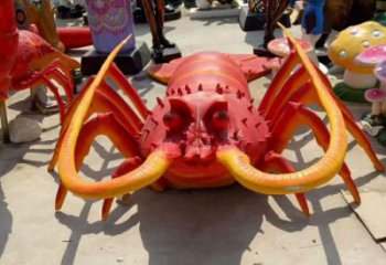 廣場(chǎng)玻璃鋼龍蝦雕塑 公園仿真雕塑 抽象擺件