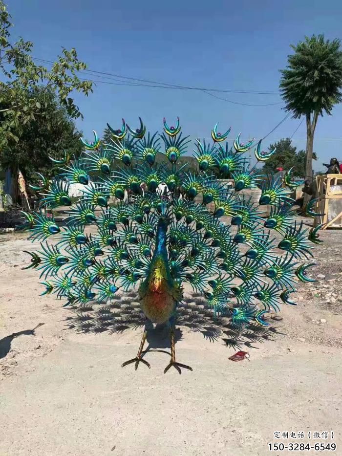 城市不銹鋼孔雀雕塑 風(fēng)景區(qū)彩繪雕塑 抽象擺件