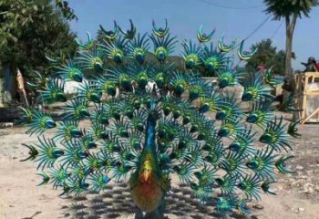 城市不銹鋼孔雀雕塑 風景區彩繪雕塑 抽象擺件