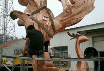 商業街鳳凰銅雕塑廠家 售樓處雕塑 動物擺件