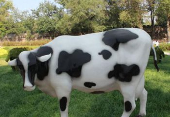 玻璃鋼幾何奶牛雕塑 庭院仿真雕塑 彩繪擺件