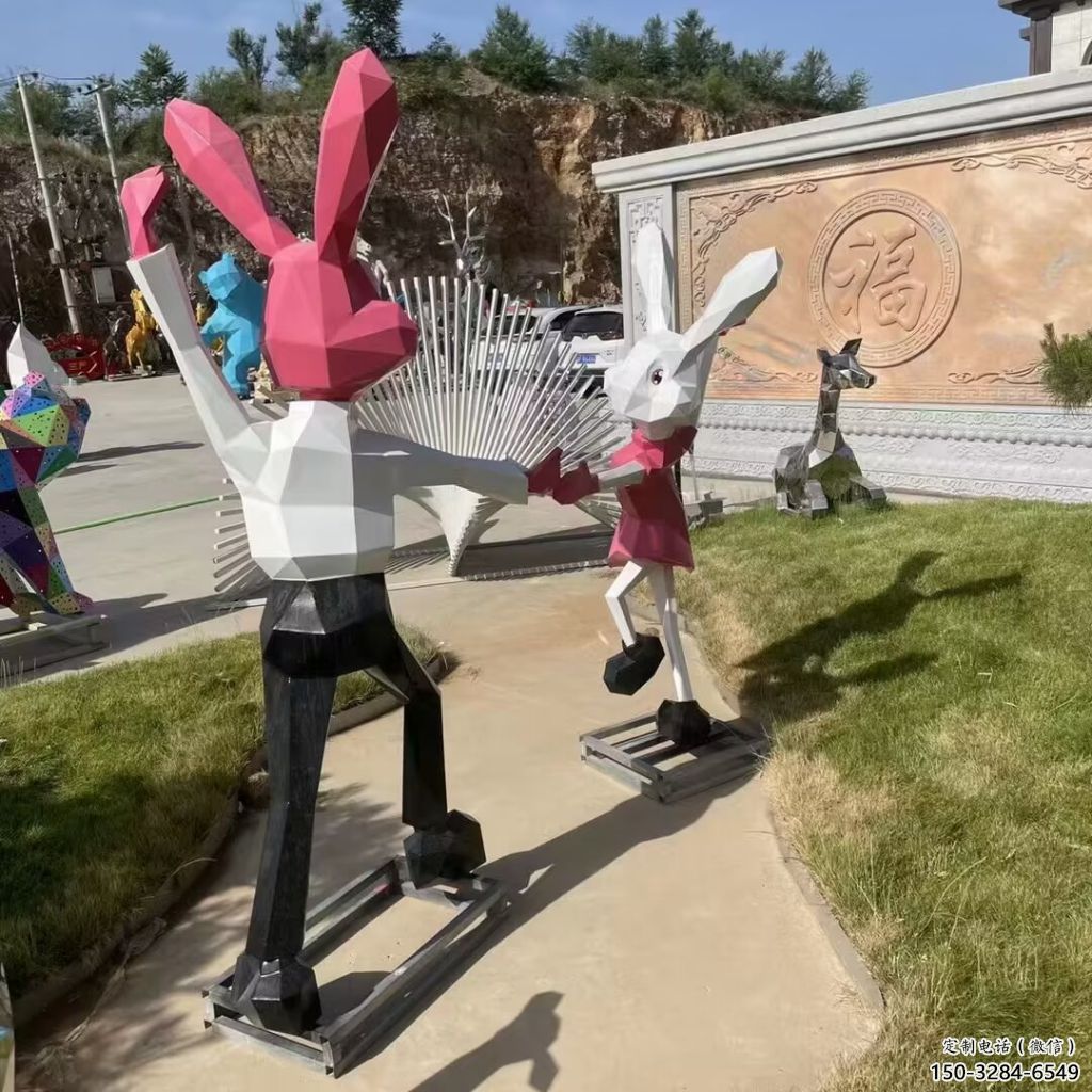 玻璃鋼仿真兔子雕塑 酒店公園雕塑 風景區擺件 玻璃鋼仿真兔子雕塑 酒店公園雕塑 風景區擺件