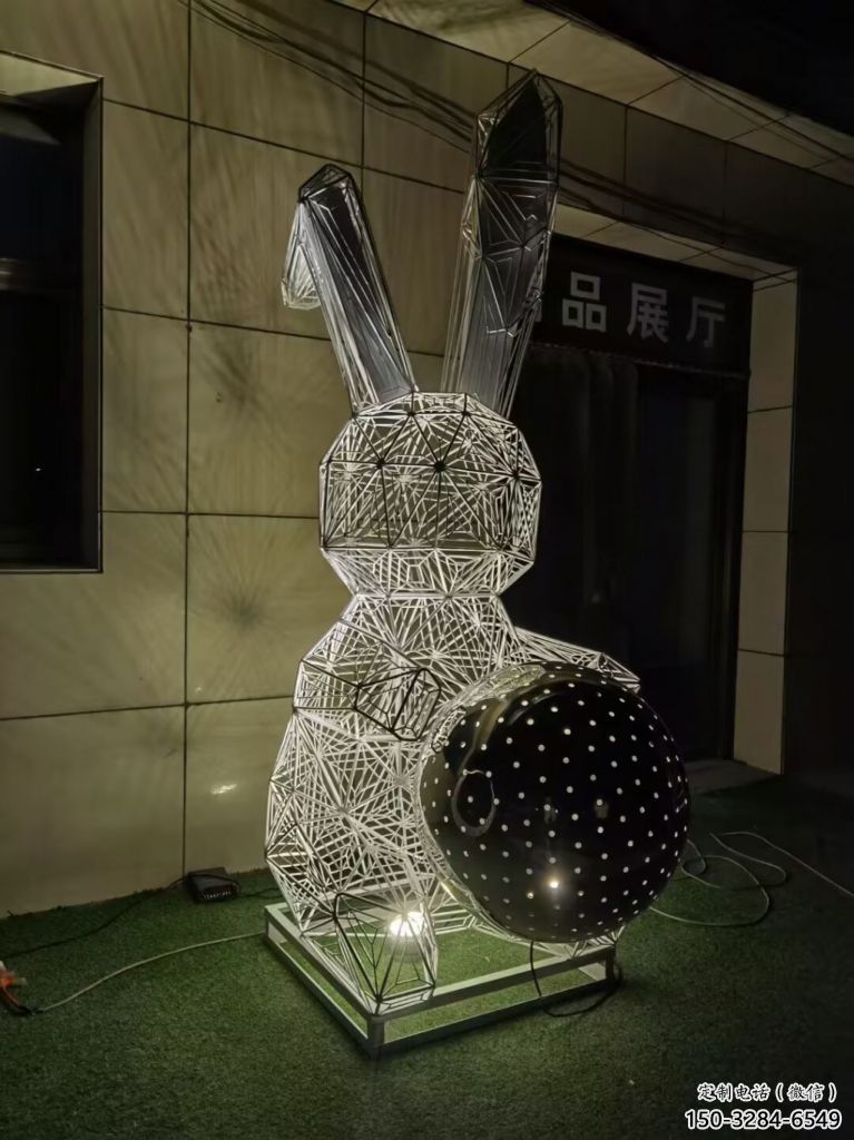 不銹鋼鏤空兔子雕塑 庭院仿真雕塑 彩繪小品 不銹鋼鏤空兔子雕塑 庭院仿真雕塑 彩繪小品