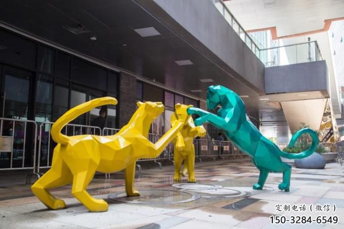 不銹鋼城市豹子雕塑廠家 風景區彩繪雕塑 抽象擺件 不銹鋼城市豹子雕塑廠家 風景區彩繪雕塑 抽象擺件