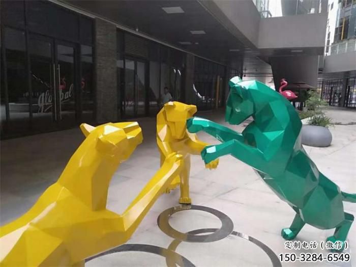 酒店不銹鋼豹子雕塑廠家 庭院仿真雕塑 彩繪小品 酒店不銹鋼豹子雕塑廠家 庭院仿真雕塑 彩繪小品
