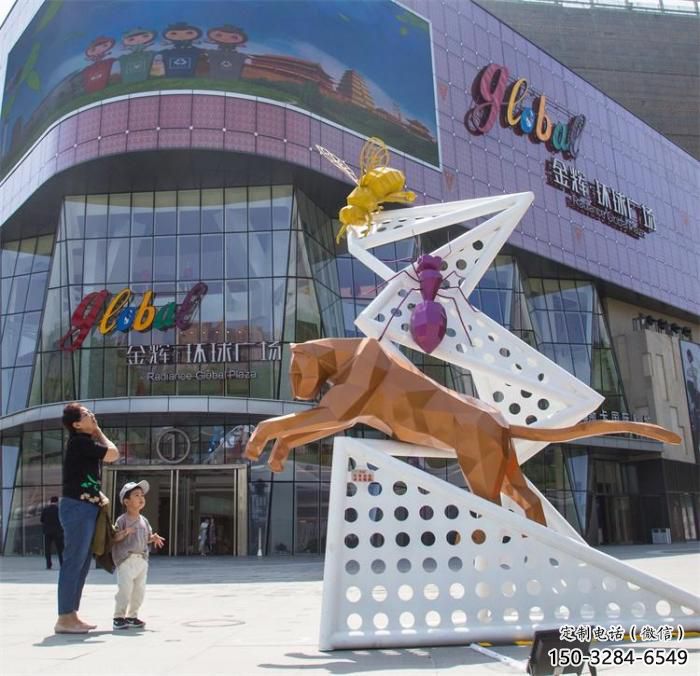商業街不銹鋼豹子雕塑廠家 售樓處學校雕塑 動物擺件