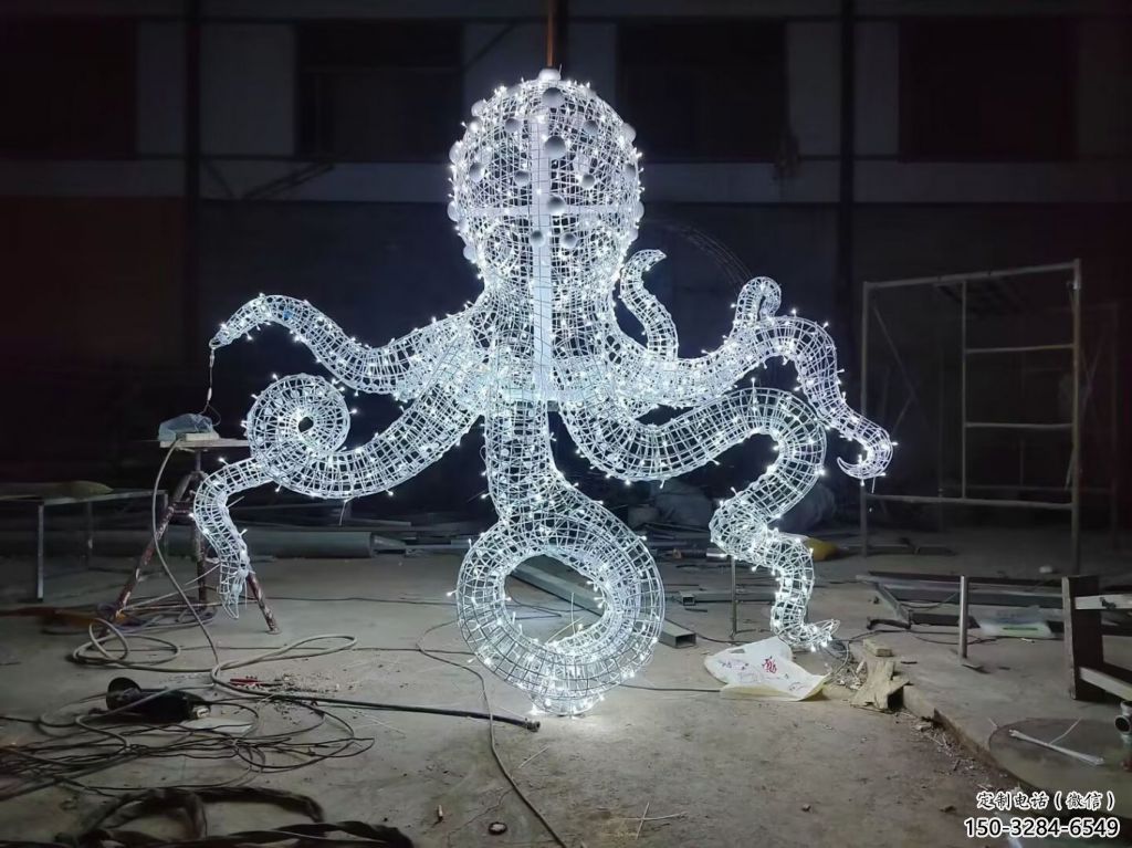 不銹鋼鏤空章魚雕塑 廣場近代雕塑 門口小品 不銹鋼鏤空章魚雕塑 廣場近代雕塑 門口小品