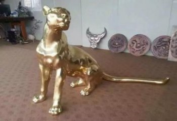 古銅色豹子銅雕塑廠家 大型城市雕塑 商業街擺件