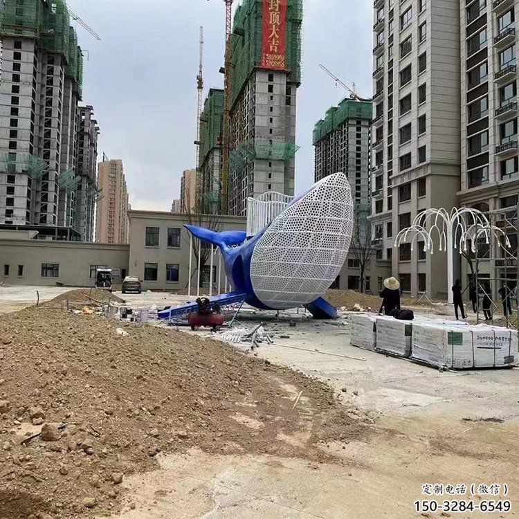 鯨魚雕塑廠家，烤漆彩繪工藝，公園廣場景觀擺件 (1)