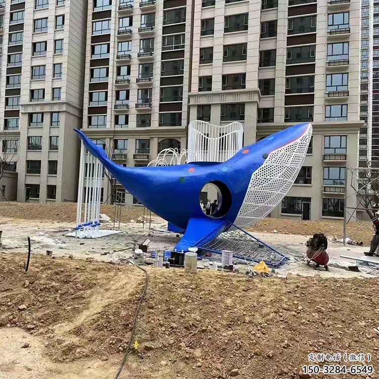 鯨魚雕塑廠家，烤漆彩繪工藝，公園廣場景觀擺件 (3)