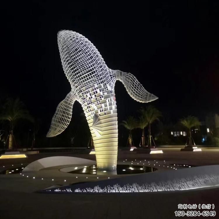 大型鯨魚雕塑，鏤空燈光原理，戶外公園廣場擺件 (9)
