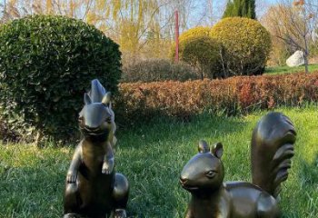 銅松鼠雕塑廠家，動物景觀擺件，仿古元素設計 (6)