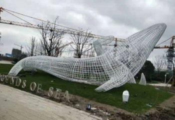 鏤空鯨魚雕塑,不銹鋼鯨魚雕塑,公園景觀小品 (2)
