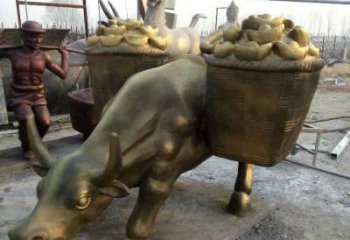 不銹鋼水牛雕塑,田間景觀小品,抽象幾何原理 (6)