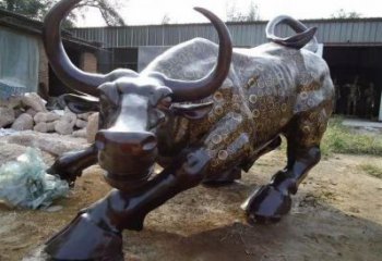 不銹鋼水牛雕塑,田間景觀小品,抽象幾何原理 (9)