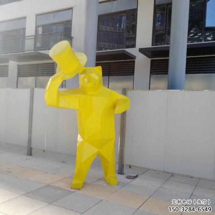 不銹鋼大熊雕塑，公園廣場雕塑，仿真彩繪工藝 (2)