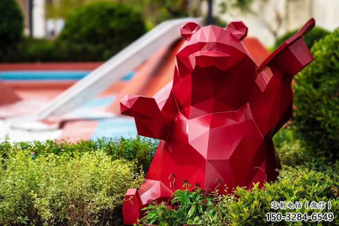 不銹鋼大熊雕塑，公園廣場雕塑，仿真彩繪工藝 (5)