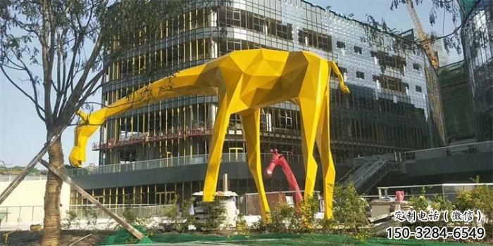 不銹鋼長頸鹿雕塑，異形幾何動物，售樓處小區擺件 (9)