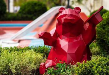 不銹鋼大熊雕塑，公園廣場雕塑，仿真彩繪工藝 (5)