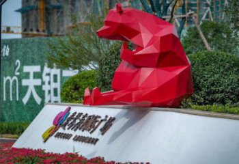 不銹鋼大熊雕塑，公園廣場雕塑，仿真彩繪工藝 (8)