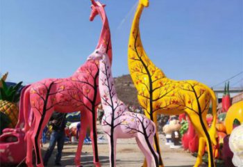 玻璃鋼長(zhǎng)頸鹿雕塑,仿真彩繪工藝,公園廣場(chǎng)房地產(chǎn)擺放 (4)