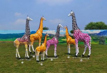 玻璃鋼長(zhǎng)頸鹿雕塑,仿真彩繪工藝,公園廣場(chǎng)房地產(chǎn)擺放 (5)