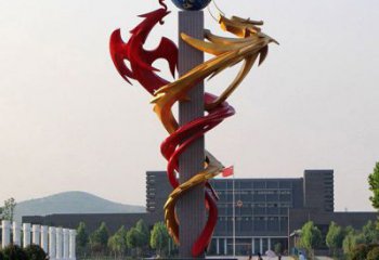 不銹鋼龍形雕塑，大型動物景觀，烤漆工藝制作 (5)