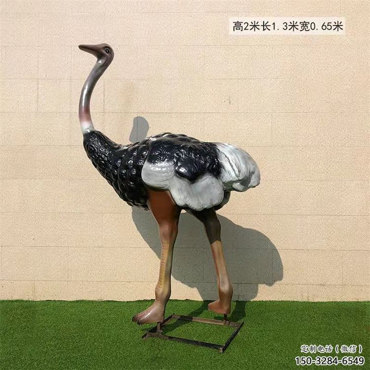 仿真彩繪鴕鳥雕塑廠家，公園廣場動物，大型園林小品
