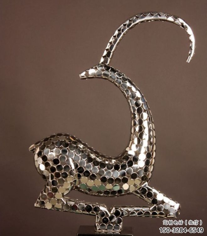 不銹鋼山羊雕塑廠家，仿真動(dòng)物，戶(hù)外公園擺件