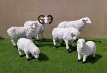 玻璃鋼綿羊雕塑廠家，動物景觀，廣場園林小品