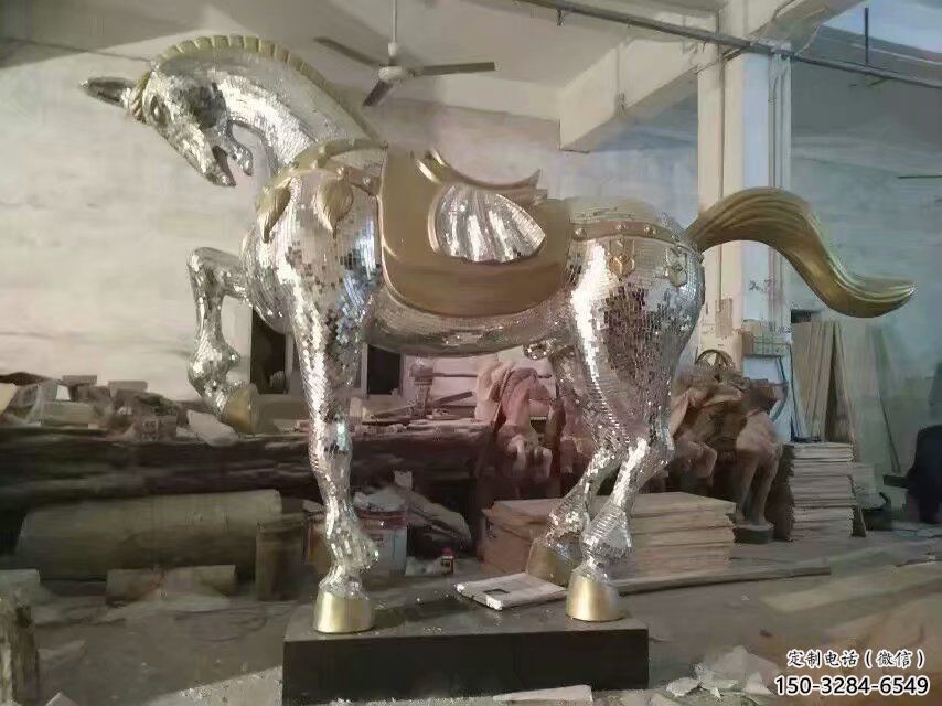 生產(chǎn)奔馬雕塑，鏡面工藝，仿真動(dòng)物小品
