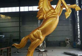 仿真奔馬雕塑，城市街頭擺件，不銹鋼動物小品