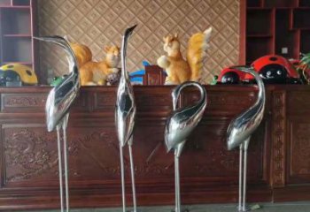 不銹鋼仿真丹頂鶴雕塑 酒店公園雕塑 風景區(qū)擺件