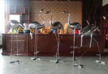 售樓處不銹鋼丹頂鶴雕塑 商業(yè)街仿真雕塑 動物擺件