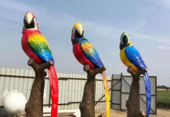 廣場鸚鵡雕塑效果圖 公園仿真雕塑 抽象擺件
