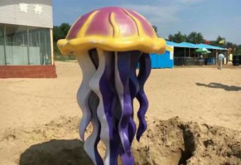 玻璃鋼彩繪水母雕塑 仿真海洋生物雕塑 步行街擺件