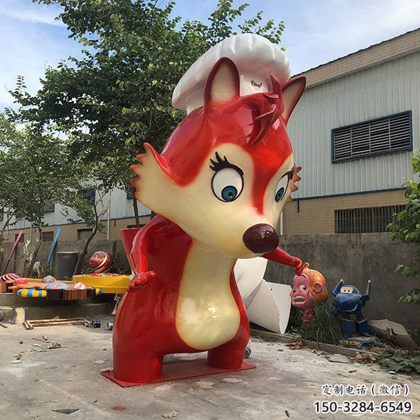 公園狐貍雕塑 酒店門口雕塑 彩繪擺件 公園狐貍雕塑 酒店門口雕塑 彩繪擺件