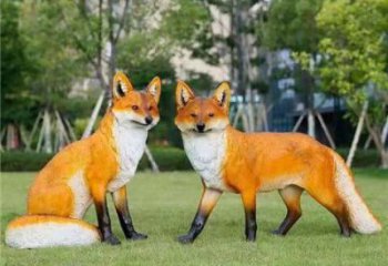 彩繪狐貍雕塑 仿真動(dòng)物雕塑 步行街?jǐn)[件