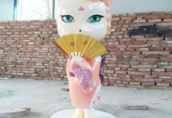 抽象狐貍雕塑 店門口彩繪雕塑 步行街擺件