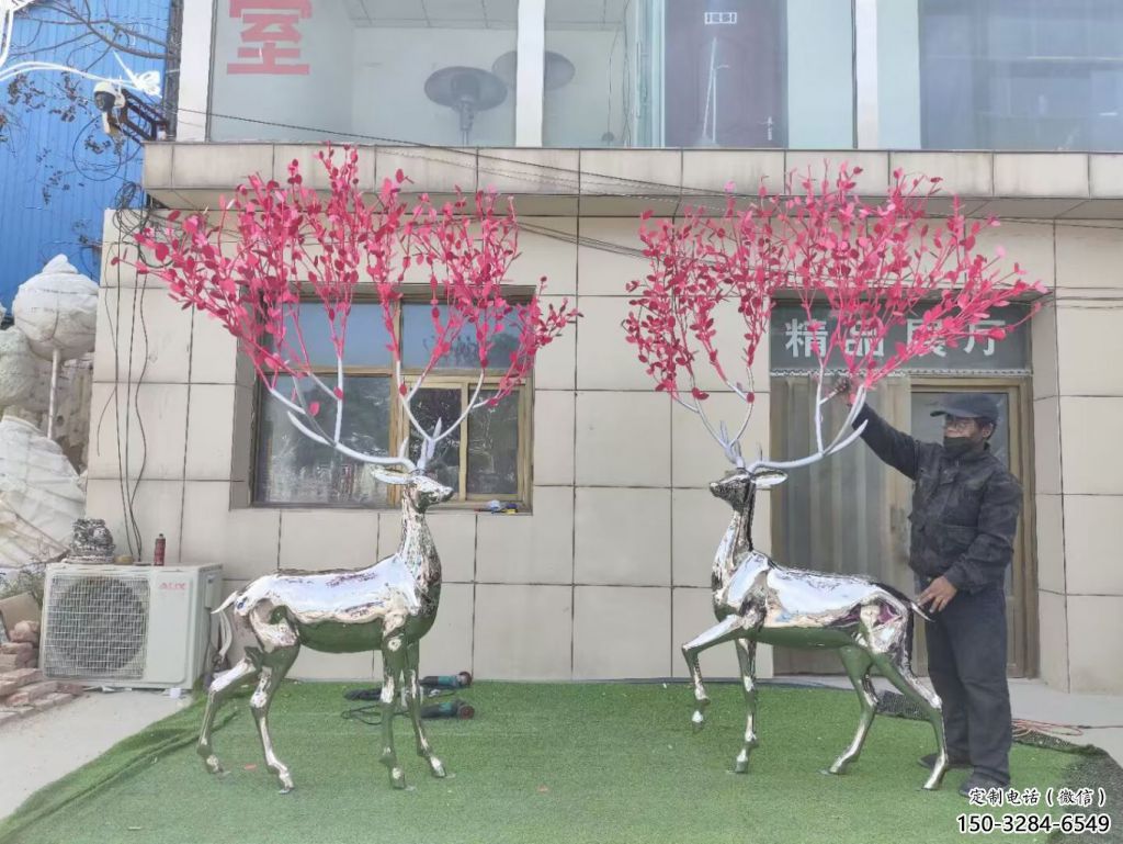 不銹鋼鏤空麋鹿雕塑 廣場近代雕塑 門口小品 不銹鋼鏤空麋鹿雕塑 廣場近代雕塑 門口小品